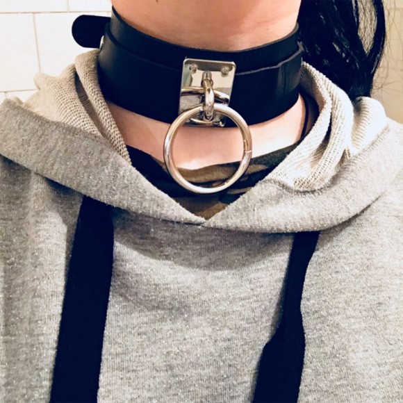 Шкіряний Чокер Кільце XL