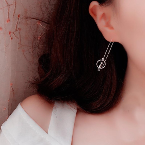 Сережки протяжки котик Сережки протяжки котик