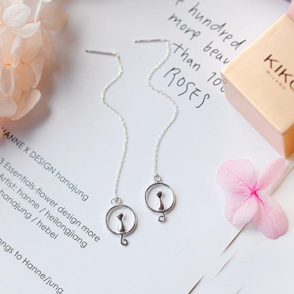 Сережки протяжки котик Сережки протяжки котик