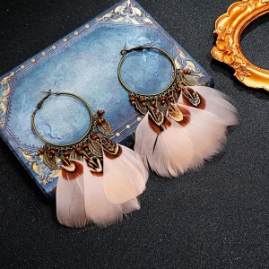 Серьги кольца с перьями бохо Серьги кольца с перьями бохо