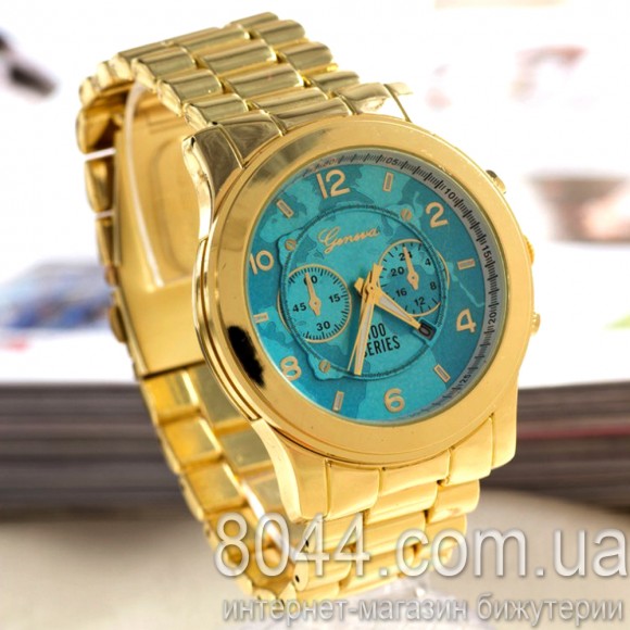 Часы наручные с металлическим браслетом Geneva голубая карта