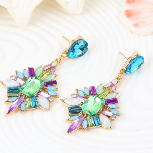 Серьги длинные с разноцветными камнями Rainbow Серьги длинные с разноцветными камнями Rainbow