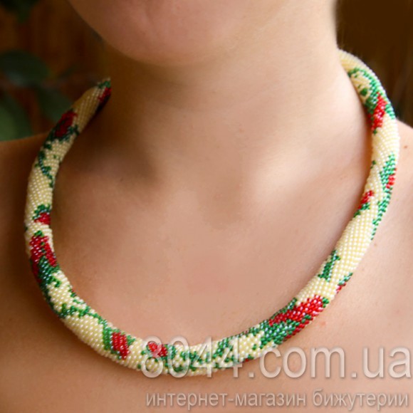 Колье жгут из бисера Розы