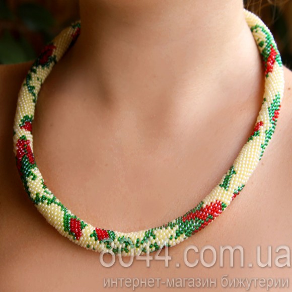 Колье жгут из бисера Розы