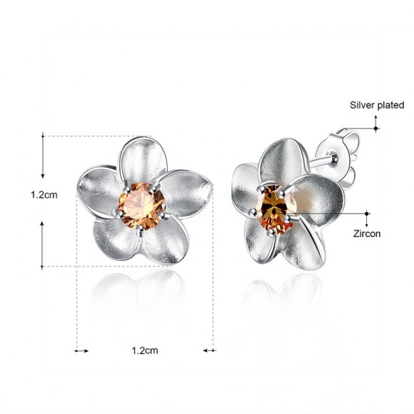 Серьги гвоздики Цветок посеребренные Серьги гвоздики Цветок посеребренные