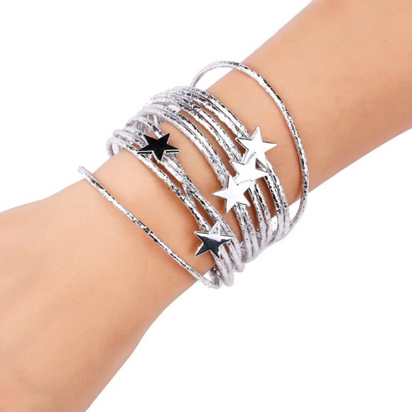 Женский кожаный браслет Звезды Женский кожаный браслет Звезды