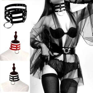 Кожаный чокер Готическое кольцо