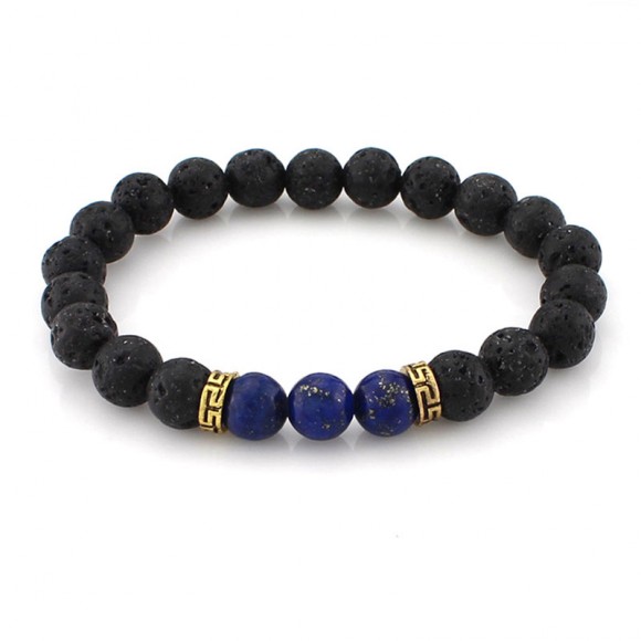 Браслет з натуральним камінням Будда - Лавовий камінь Браслет з натуральним камінням Будда - Лавовий камінь