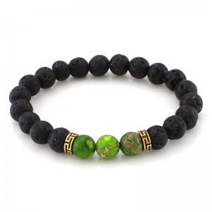 Браслет с натуральными камнями Будда — Лавовый камень Браслет с натуральными камнями Будда — Лавовый камень