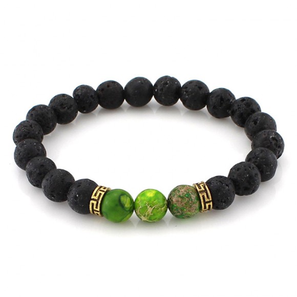 Браслет з натуральним камінням Будда - Лавовий камінь Браслет з натуральним камінням Будда - Лавовий камінь