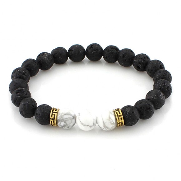 Браслет з натуральним камінням Будда - Лавовий камінь Браслет з натуральним камінням Будда - Лавовий камінь