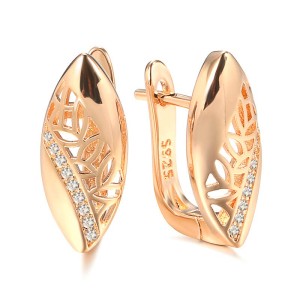 Серьги эллипс с листочками