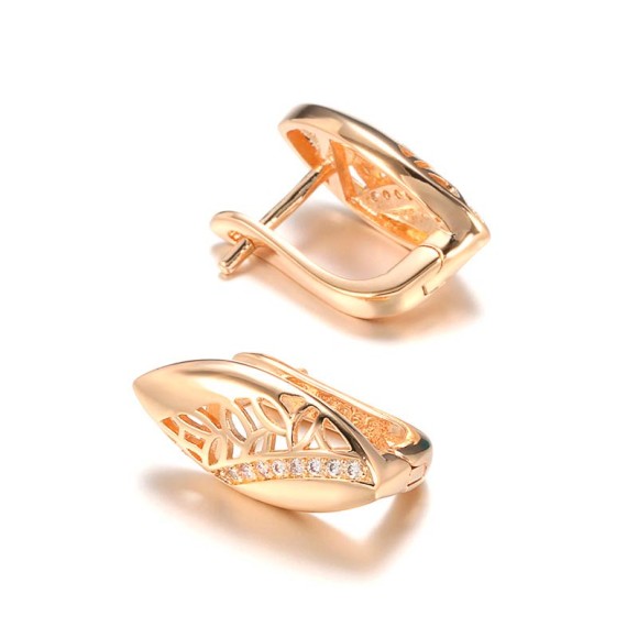 Сережки еліпс з листочками