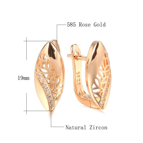 Сережки еліпс з листочками