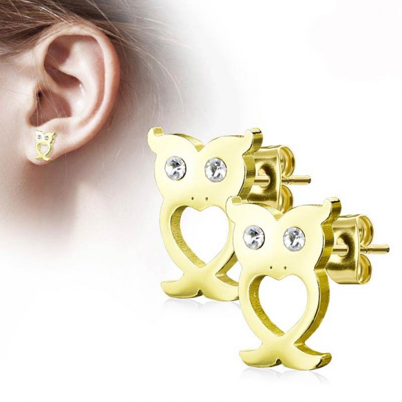 Сережки гвоздики із сталі Spikes Сова SE2515