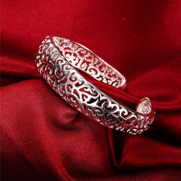 Металевий браслет посріблений Ажурний Металевий браслет посріблений Ажурний