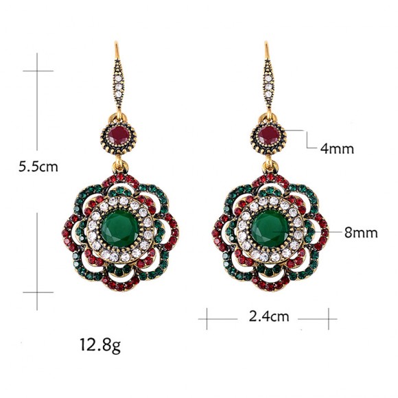 Сережки підвіски із зеленим кристалом Айше Сережки підвіски із зеленим кристалом Айше