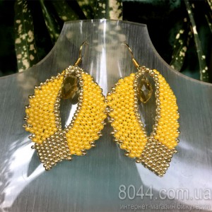 Серьги из бисера Желтый лист Серьги из бисера Желтый лист