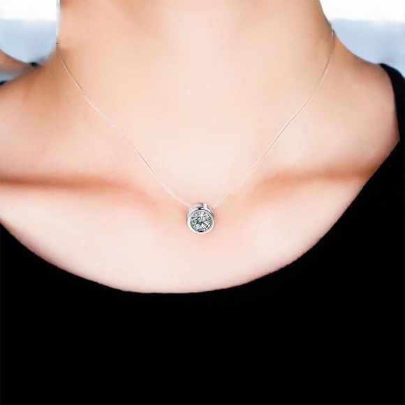 Кулон Камушек на леске невидимка в оправе