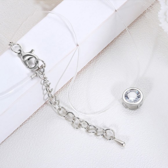 Кулон Камушек на леске невидимка в оправе