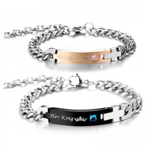 Парный браслет для влюбленных из стали Король и Королева Парный браслет для влюбленных из стали Король и Королева