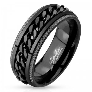 Кольцо из стали с цепочкой Spikes R-M4397 Кольцо из стали с цепочкой Spikes R-M4397