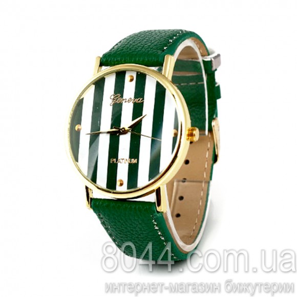 Женские часы с кожаным ремешком Geneva Stripes