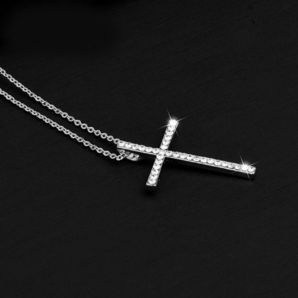 Кулон с цепочкой Крест с кристаллами