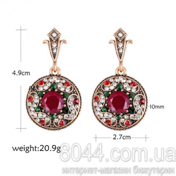 Сережки підвіски з рубіном Хатідже Сережки підвіски з рубіном Хатідже
