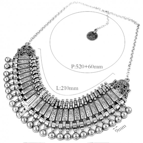 Колье с монетами Boho-style серебристого цвета