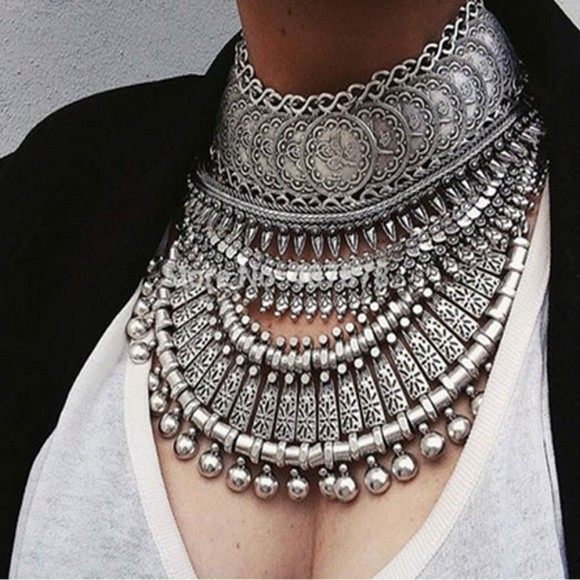 Колье с монетами Boho-style серебристого цвета