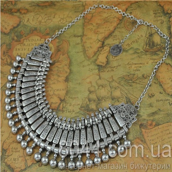 Колье с монетами Boho-style серебристого цвета