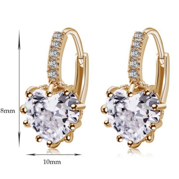 Серьги подвески Сердце с кристаллом циркона Серьги подвески Сердце с кристаллом циркона