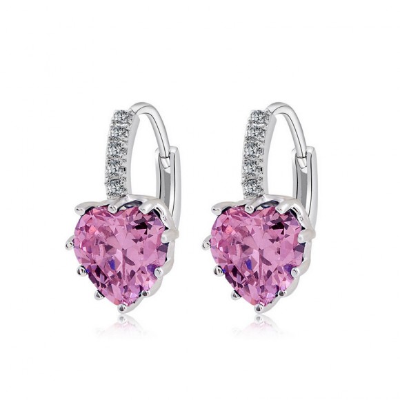 Серьги подвески Сердце с кристаллом циркона Серьги подвески Сердце с кристаллом циркона