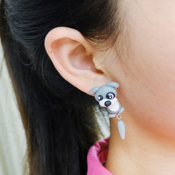 Серьги гвоздики Собачка Серьги гвоздики Собачка