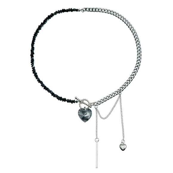Колье бусины грани с цепочкой Сердце в сиянии