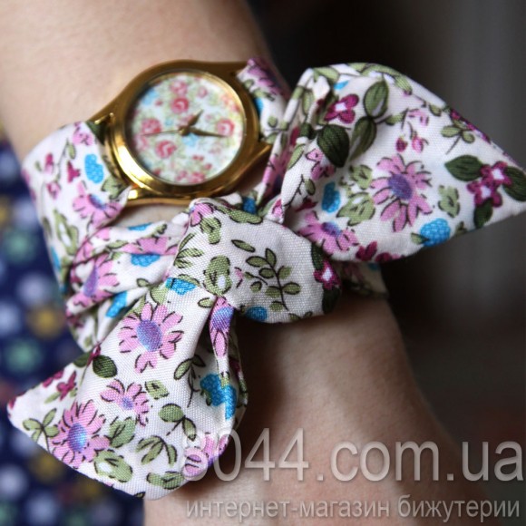 Женские часы с тканевым ремешком Purple flower
