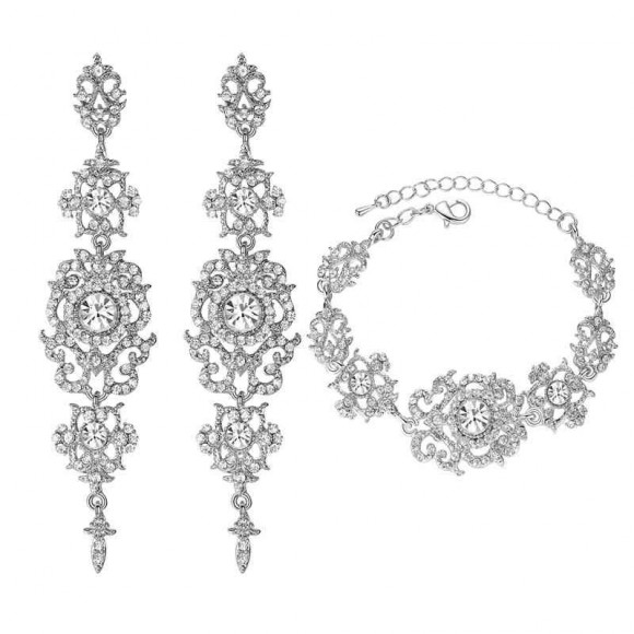 Свадебный набор украшений Беатрис: серьги и браслет