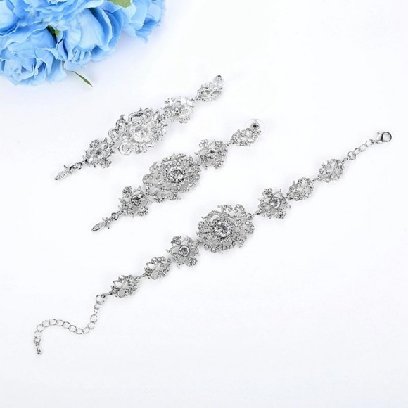 Свадебный набор украшений Беатрис: серьги и браслет Свадебный набор украшений Беатрис: серьги и браслет