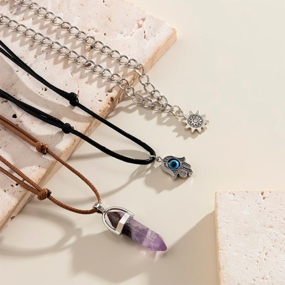 Мікс кулонів маятник Аметист та Хамса