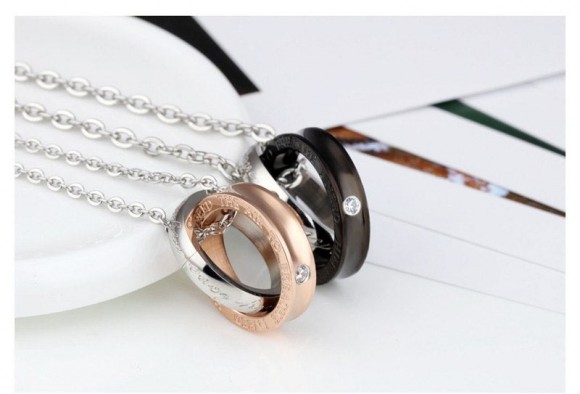 Парний кулон для закоханий із сталі Кільця Air to breathe