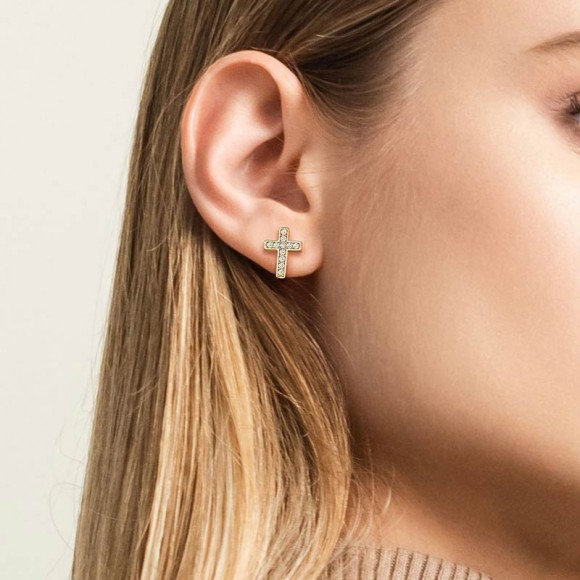 Серьги крестики гвоздики из стали Spikes SE3033 Серьги крестики гвоздики из стали Spikes SE3033