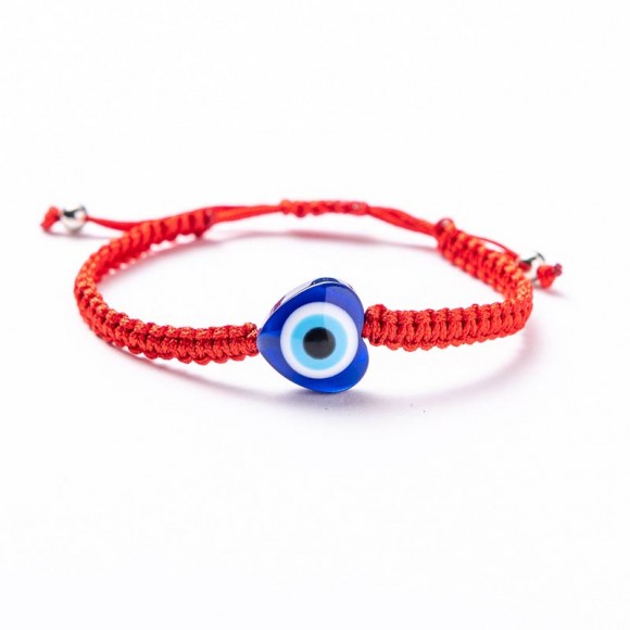 Красный браслет шнурок Турецкий глаз сердце