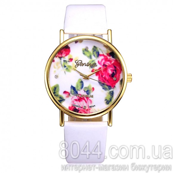 Женские часы с кожаным ремешком Роза Geneva