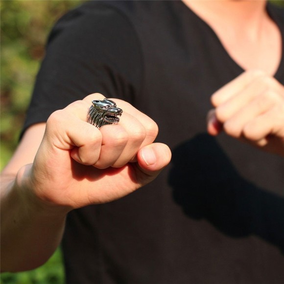 Кольцо из нержавеющей стали Голова Волка