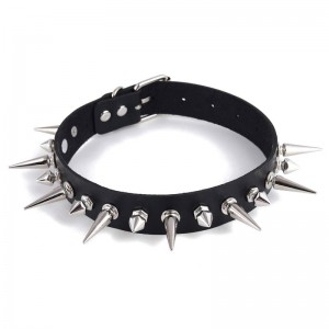 Кожаный чокер с шипами Микс