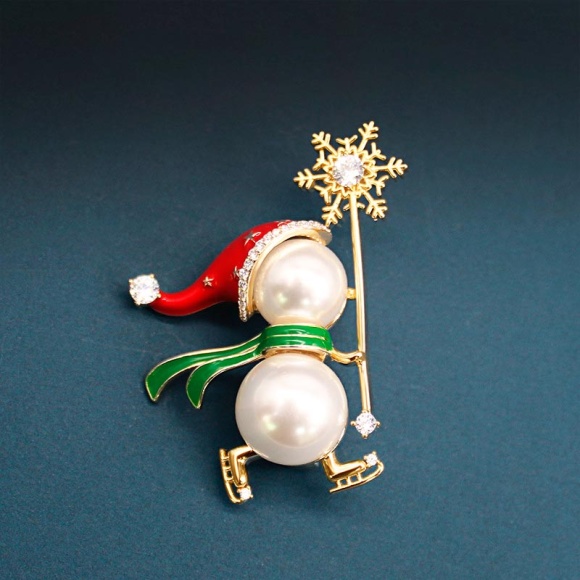 Брошка сніговик зі сніжинкою Брошка сніговик зі сніжинкою