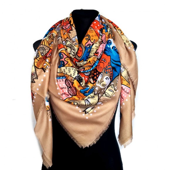 Шарф платок Кошки