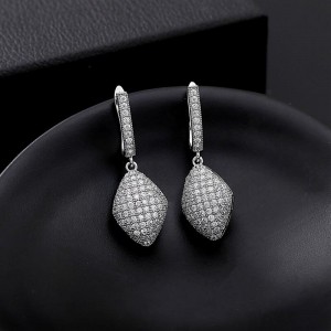 Серьги подвески с цирконом Ромб