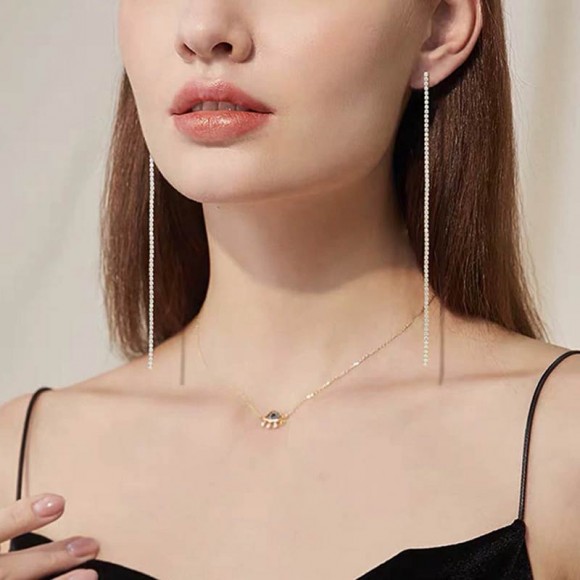 Длинные серьги кристальная полоса